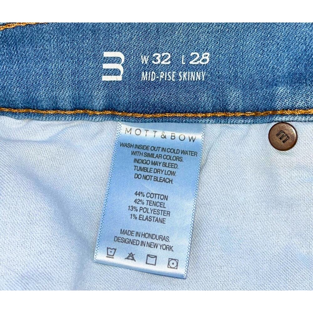 Mott & Bow Jane Mid Rise Skinny Jeans Women’s 32x28 Light Blue Stretch Denim - Picture 7 of 11